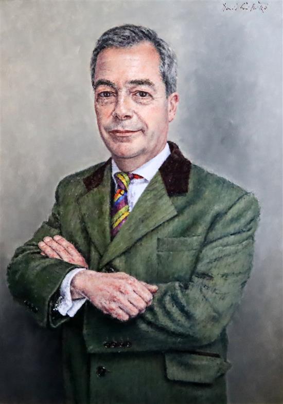 David Griffiths (20th C.) Portrait of Nigel Farage M.E.P 40 x 30in.
